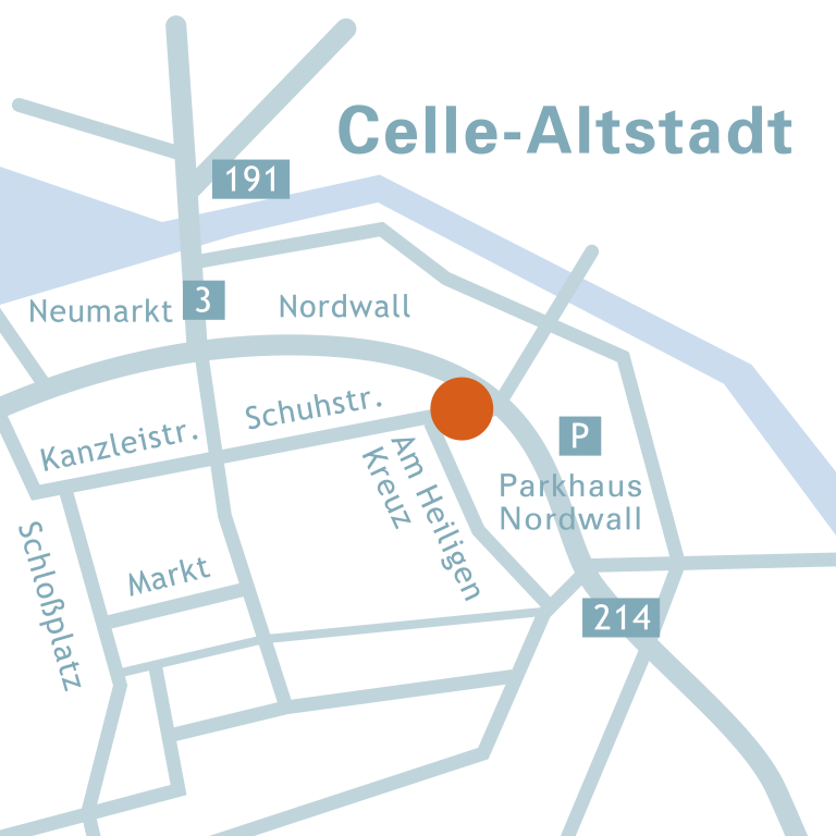 Anfahrt und Lageplan Dannhuskeramik in Celle / Altstadt